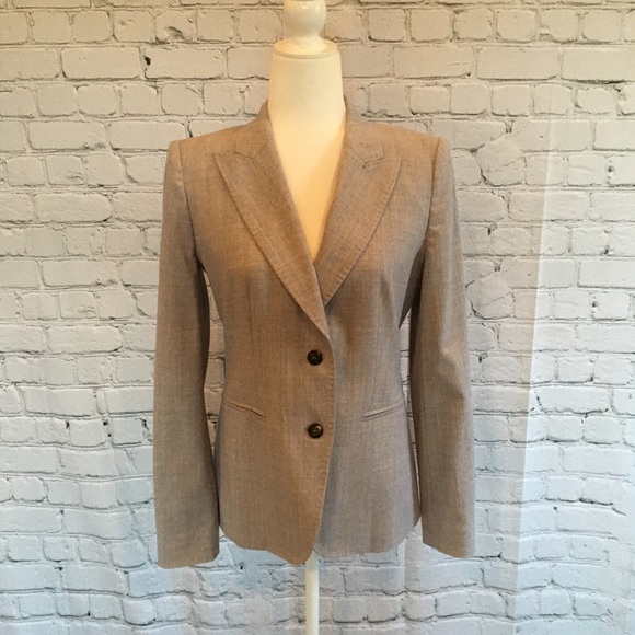 Max Mara Women's Gray Suit Jacket - Windowpane Pattern - Size: (8)  *Like New* - Picture 2 of 6